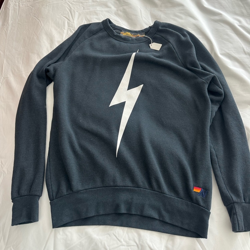 Aviator Nation, brand new classic bolt sweatshirt in medium charcoal (unisex)